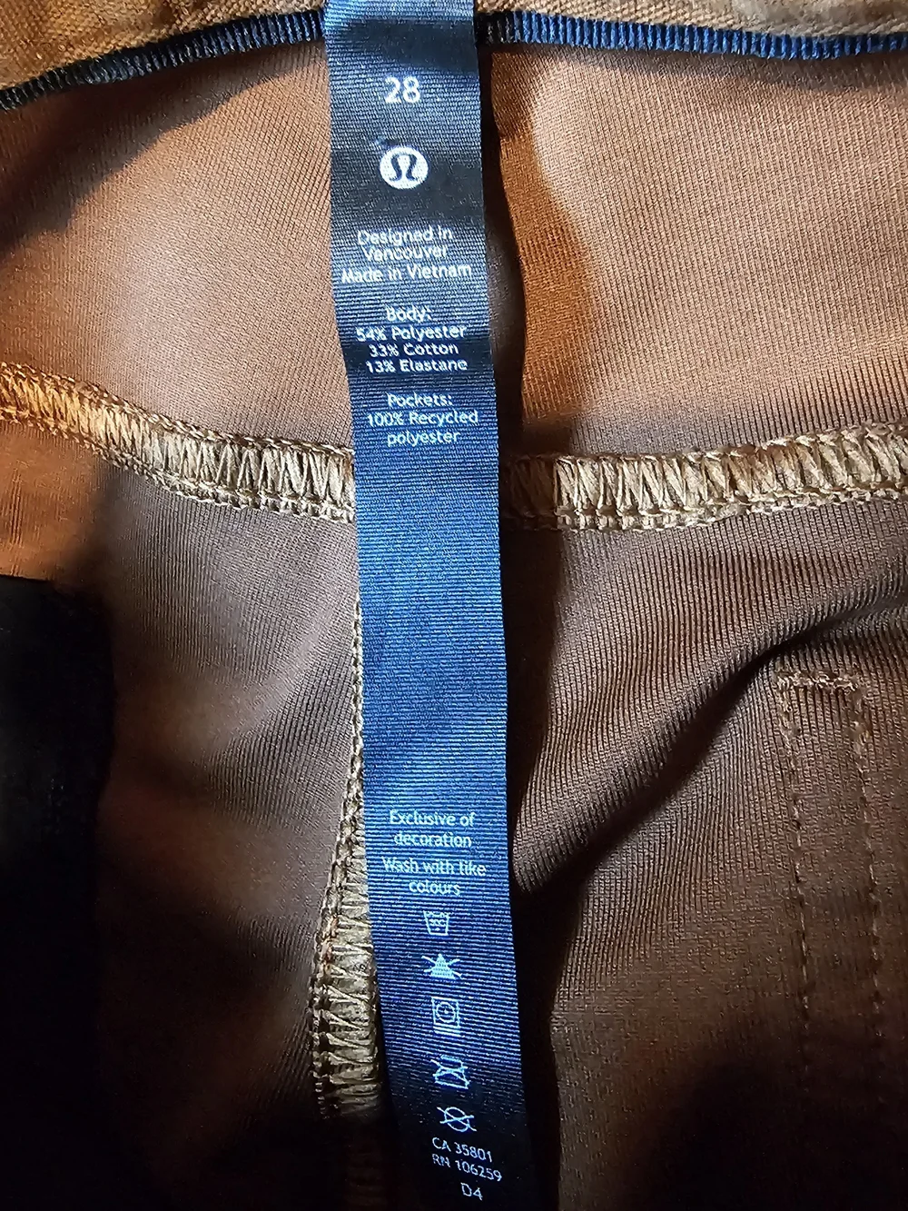 Lululemon Utility Canvas Pants Size 28 NWOT Brown Stretch Carpenter Workwear